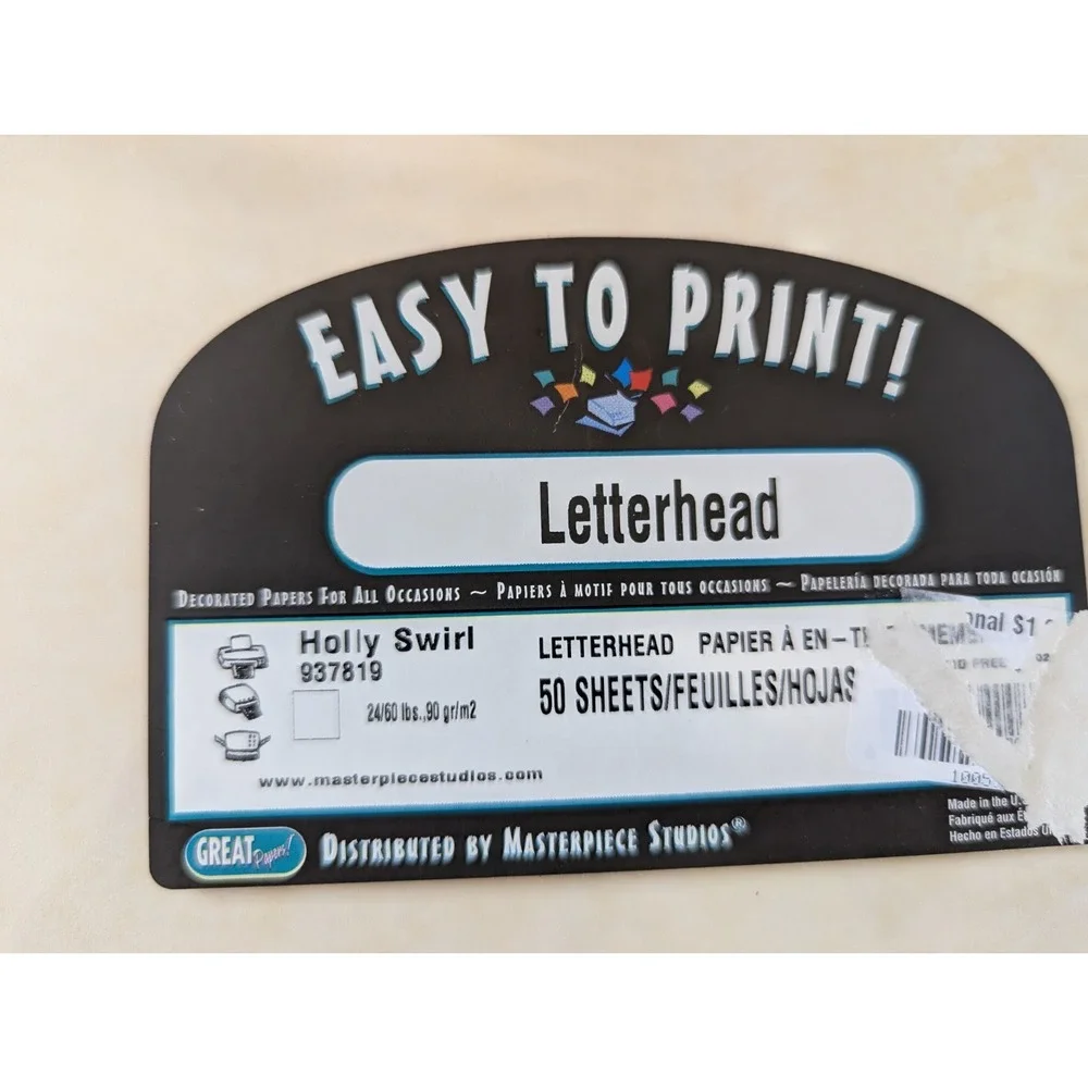 Christmas‎ Letterhead 50 Sheets Easy to Print Sealed Paper Pack